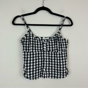 Jack Wills | Black and White Gingham Button Front Sleeveless Top Size 2